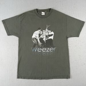 Vtg Weezer Shirt Large Green Dust West Tour 2002 Double Sided Band Tour Rock